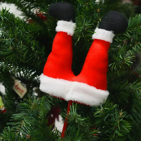 YOHAVEN Christmas Tree Santa Legs Cloth Decoration, Holiday Festival Ornament for Tree Wall Mantel Door Indoor Outdoor Party Decor Accent Gift