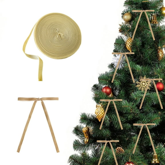YOHAVEN Christmas Velvet Decorative Ribbon Beige Luxury Holiday Gift Wrap DIY Tree Wreath Garland Bows Home Crafts Decorations Seasonal Xmas Must-Have