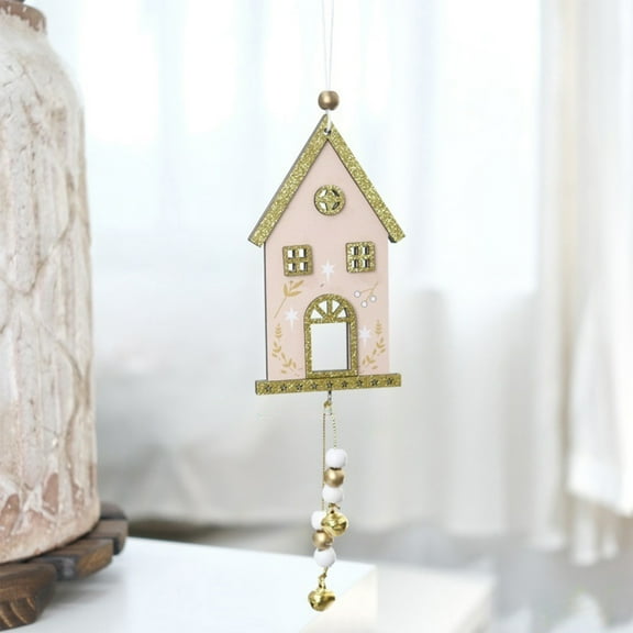 YOHAVEN Christmas Wooden House Hanging Ornament 5" Long Holiday Decoration, Rustic Xmas Tree Pendant for Window Display Christmas Decorations Indoor Outdoor Fireplace Mantle Wall Hanging Décor