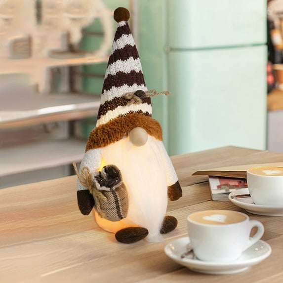 YOHAVEN Coffee Gnomes Decoration 11"x6", Coffee Bar Tiered Tray Decor Nordic Faceless Doll Figurines with Weighted Bottom for Coffee Station Kitchen Dining Table Shelf Home Decor