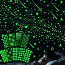 YOHAVEN Color Changing Shiny Star Glow in the Dark Wall Stickers Fluorescent Christmas Decorations 9PCS for Bedroom Window Party Indoor Holiday Decor Magical Night Luminous Wall Accents