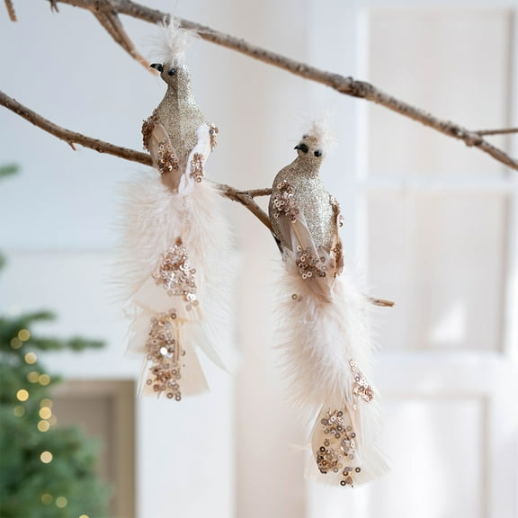 YOHAVEN Colorful Feathered Simulation Birds for Christmas Decoration, Realistic Foam Birds for Tree & Wreath, Festive Holiday Decor for Home, Garden, Party Décor, Seasonal Décor