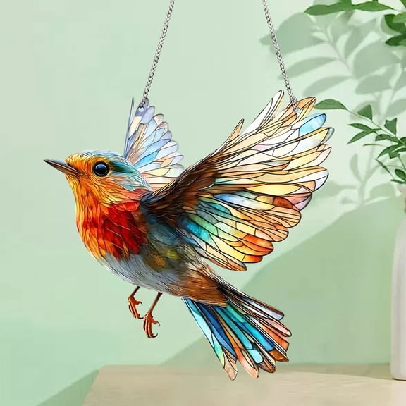 YOHAVEN Colorful Gradient 2D Pendant Window Decoration, Outdoor Porch Hanging Ornament, Vibrant Festive Holiday Decoration for Christmas Easter Patio Balcony Home Decor