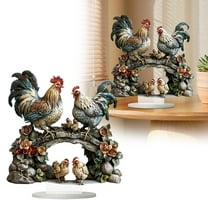 YOHAVEN Crystal Chicken Family Desktop Decoration, Multi-Purpose Figurine for Home Office Tabletop, Symbol of Luck Happiness Home Display Gift