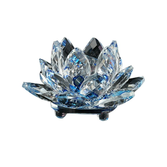 YOHAVEN Crystal Glass Candle Holder Lotus Tea Light Lamp Buddhist Home Decorations Meditation Candle Decor for Living Room Bedroom Table Wedding Holiday Gift