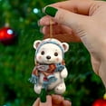 thumbnail image 1 of YOHAVEN Cute Bear Acrylic Pendant Christmas Ornament Hanging Holiday Decoration with Scarf for Car Home Office Winter Party Festive Gift, 1 of 3