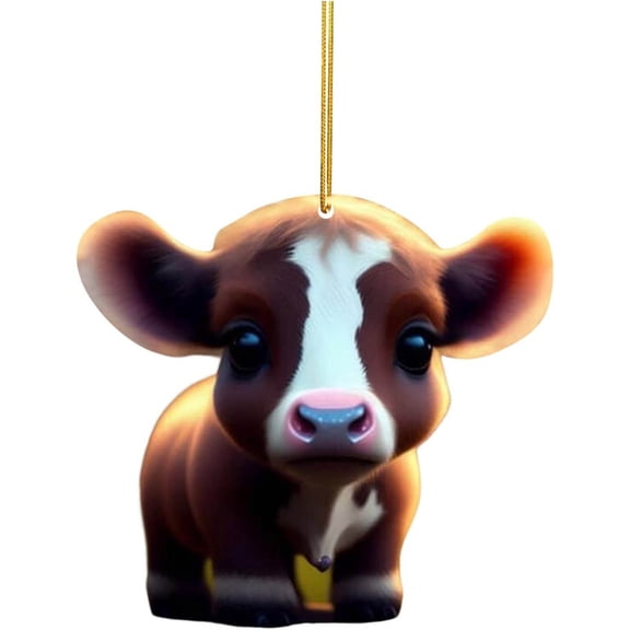 YOHAVEN Cute Cow Car Pendant Christmas Ornament, Hanging Tree Door Backpack Decoration for Farmhouse Holiday Winter Xmas Party Gift Decor