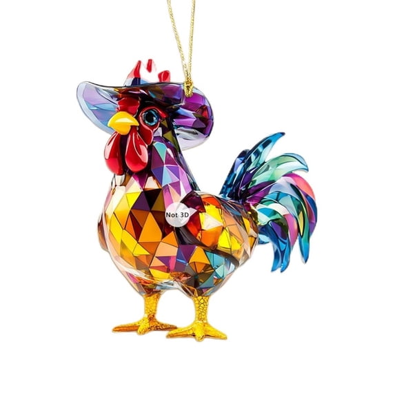 YOHAVEN Cute Rooster 2D Acrylic Keychain Pendant Car Rearview Mirror Decorations Colorful Bag Charm Accessories for Women Men Friends Home Office Christmas Gifts Christmas Stocking Stuffers