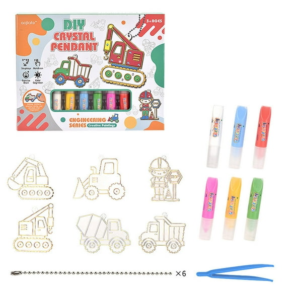 YOHAVEN DIY Crystal Painting Craft Kit,3D Adhesive Window Art Pendant Keychain Paint Set,Creative Arts and Crafts Kit with Diamond Decoration for School Holiday Party Gift