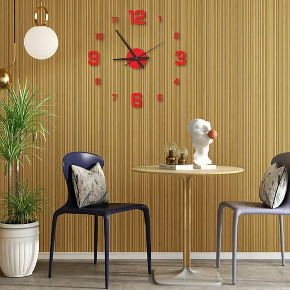 YOHAVEN DIY Large Wall Clock Sticker Set, Modern Acrylic Mirror Wall Clock for Living Room or Office, Easy to Install Decorative Clock for Home or Holiday Room Decor, Stylish Home Timepiece