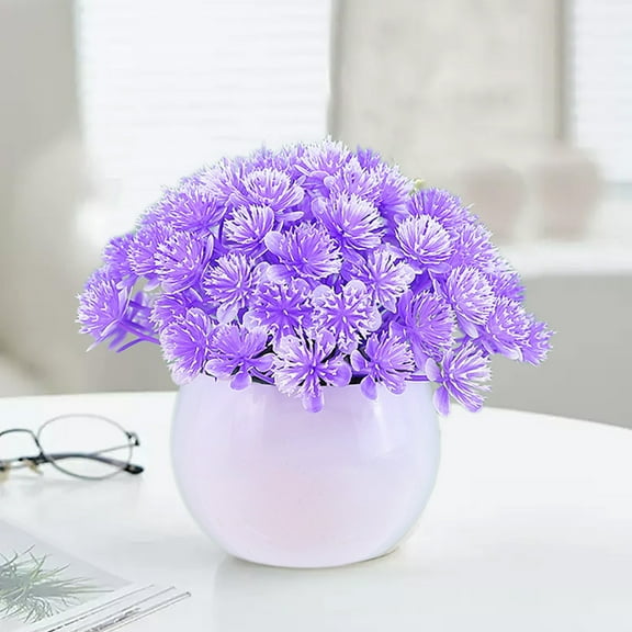 YOHAVEN Desktop Fake Flower Potted Plants, Decorative Bonsai Ball Ornament for Home Office Desk Shelf, Long-Lasting Artificial Greenery Decoration for Table Display