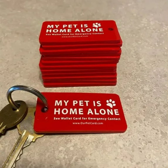 YOHAVEN Dog Card and Key Tag Pet Keychain, Pet Home Alone Keychain for Pet Owners, Durable, Easy to Attach, Perfect for Gifting, Ideal for Home, Shopping, or Outdoors, Keeps Pets Safe