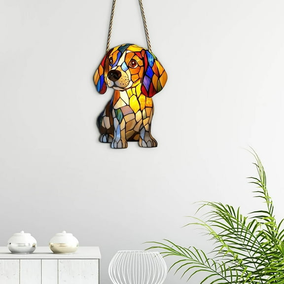 YOHAVEN Dog Series Acrylic Art Ornament Pendant, Christmas Pet Lover Hanging Decoration for Home Car Office Holiday Party Favors Seasonal Gift Accents