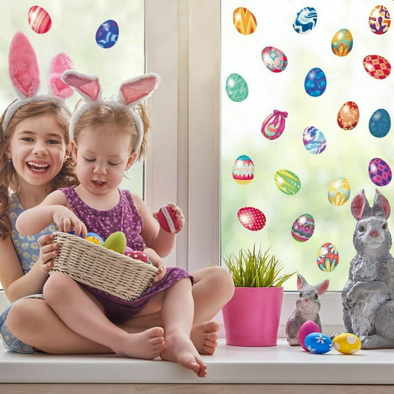 YOHAVEN Easter Wall Stickers Self-Adhesive Window Decals Party Background Decoration for Glass Walls Car Tiles Furniture Holiday Seasonal Spring Decor Easy Peel Stick