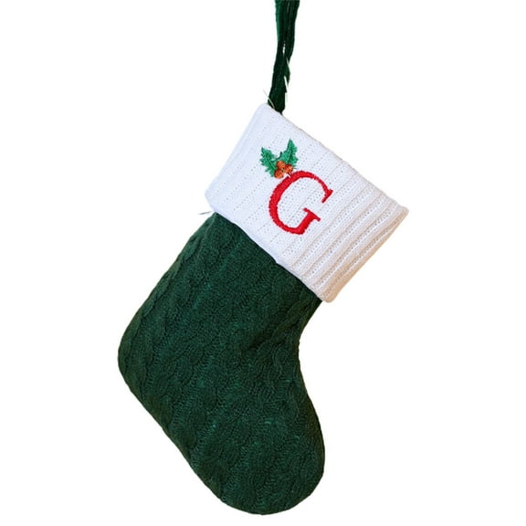 YOHAVEN Embroidered Christmas Letter Socks, Personalized Red and White Stockings with Custom Initials, Festive Décor for Holiday Gifts, Fireplace, and Tree Decorations