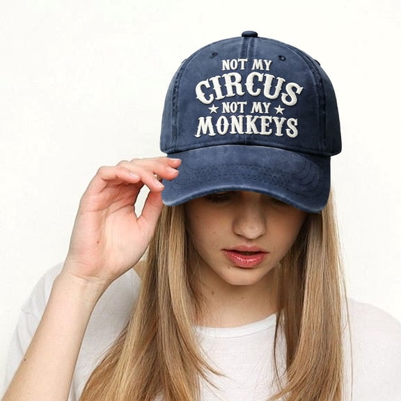 YOHAVEN Embroidered Statement Baseball Cap, It's Not My Circus Not My Monkey, Breathable Adjustable Six-Panel Hat For Everyday Outdoor Leisure, Funny Gift For Men Women, Washable Durable Cotton