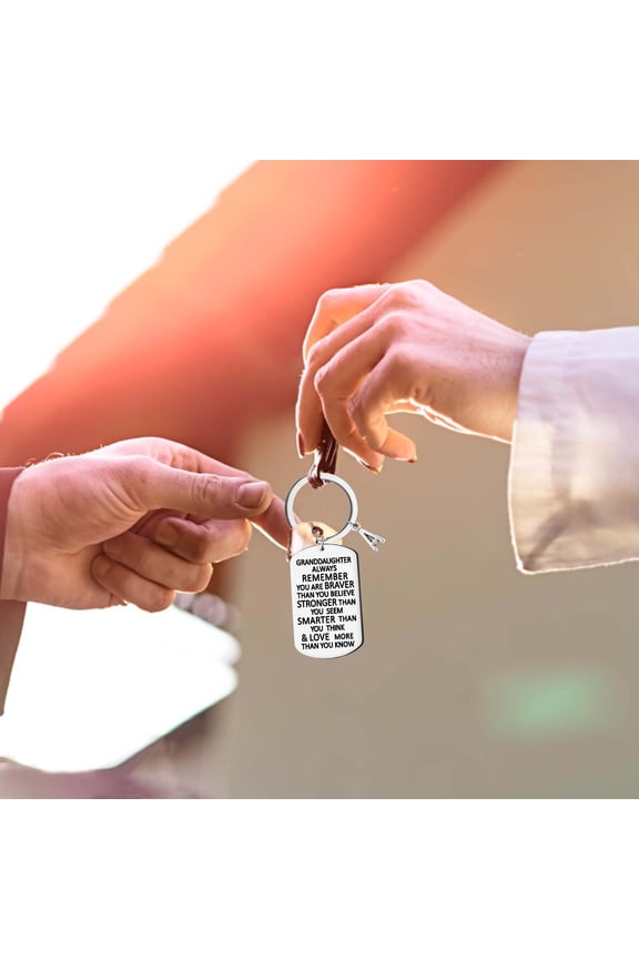 Encouragement Keychain Gift for Grandson Granddaughter Holiday Birthday Graduation Souvenir Inspirational Keepsake Family Present