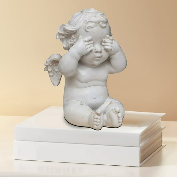 YOHAVEN European Vintage Cherub Statue, Angel Candle Holder Resin Sculpture for Garden Home Tabletop, Retro Decorative Ornament for Living Room Mantle
