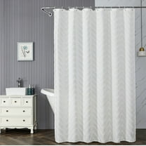 YOHAVEN Farmhouse Shower Curtain 70"x78" Embroidered Boho Striped Bathroom Curtain, Waterproof Polyester Bath Curtain with Hooks for Home Hotel Apartment