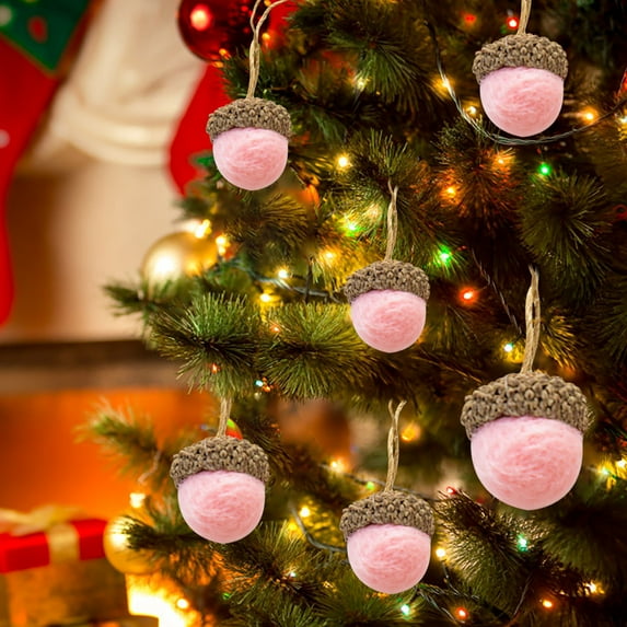 YOHAVEN Felted Wool Acorns with Natural Caps, Christmas Tree Hanging Ornaments Seasonal Winter Holiday Decoration Home Garland Wreath DIY Craft Decor