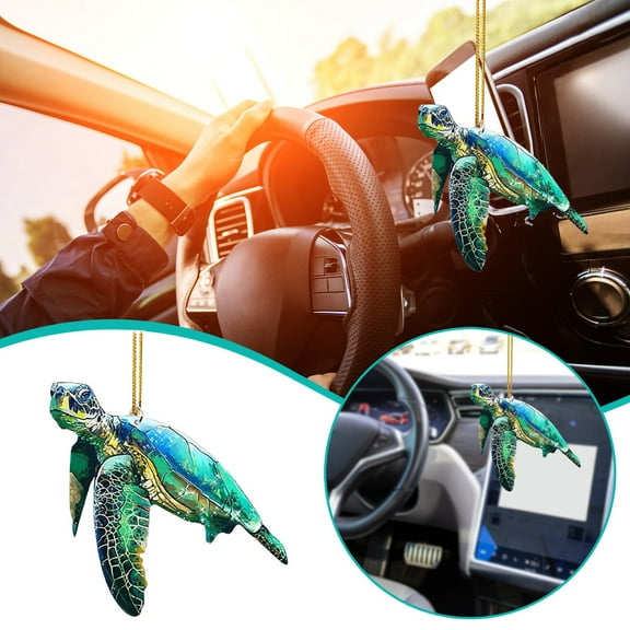 YOHAVEN Flat Sea Turtle Mom With Baby Ornament Cute Hanging Car Home Decoration Pendant Christmas Valentine Birthday Gift for Family Home Office