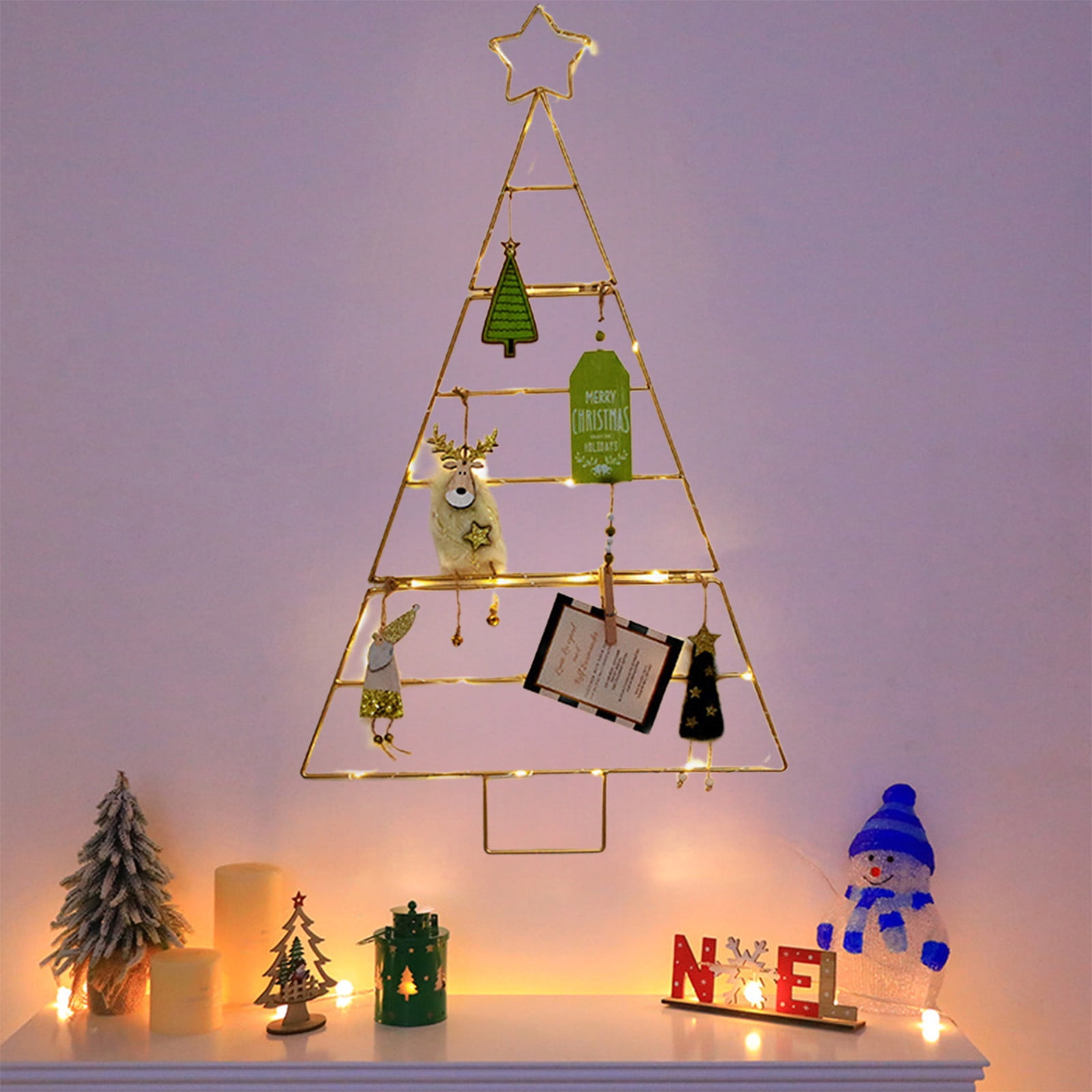 YOHAVEN Foldable Christmas Tree Rack Frame for Home Wall Hanging ...