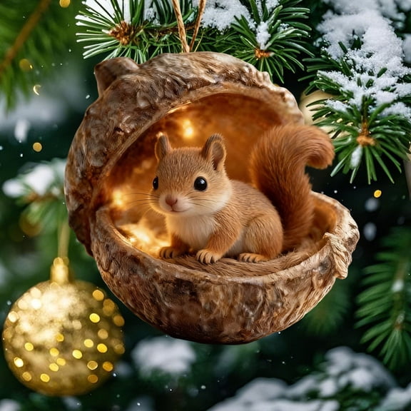 YOHAVEN Forest Animal Resin Ornaments Set With Mini Lights, Cute Hedgehog Raccoon And Friends In Acorn Homes, Hanging Christmas Tree Accents, Whimsical Holiday Décor Gift For Nature Lovers