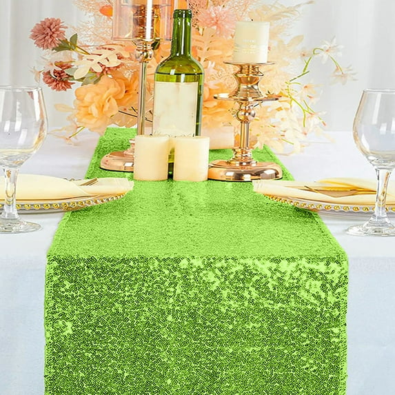 YOHAVEN Glitter Table Flag Wedding Party Table Runner 12x71 Inch Sequin Shiny Decorative Accent for Banquet Table Centerpiece Reception Celebration Event Decor