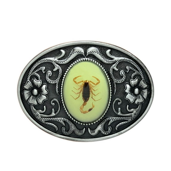 YOHAVEN Glow In The Dark Scorpion Belt Buckle Gothic Resin Scorpion Clasp For Men Women Punk Rock Fashion Halloween Party Gift Accessory