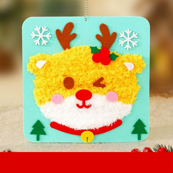 YOHAVEN Handcrafted Sew Yarn Embroidery Art Kit DIY Christmas Craft Materials for Holiday Decorations Home Christmas Decor Indoor Seasonal Winter Decor Party Favors