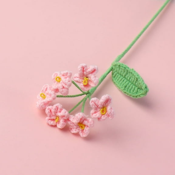 YOHAVEN Handmade Crochet Flower Bouquet, Small Fresh Simulation Woven Flowers For Home Office Garden Wedding Party Decorations Table Vase Insert Potted Plants Decor