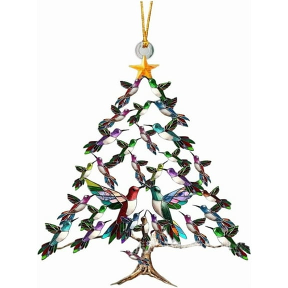 YOHAVEN Hummingbird Christmas Ornament Double Sided Acrylic Colorful Bird Tree Decorations Holiday Party Home Decor Gifts for Hummingbird Lovers