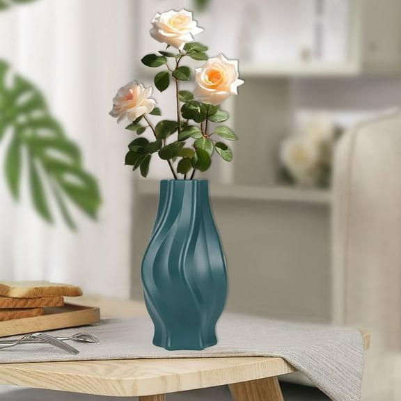 YOHAVEN Imitation Ceramic Vase with Dried Flower Arrangement, Living Room Dining Table Decor, Elegant Home Accent for Seasonal Holiday Office Decoration