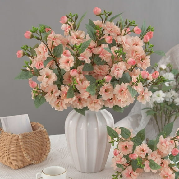 YOHAVEN Imitation Rose 5-Fork Large Bouquet Fake Flowers, Elegant Artificial Floral Arrangement for Living Room Wedding Photography Holiday Party Decor