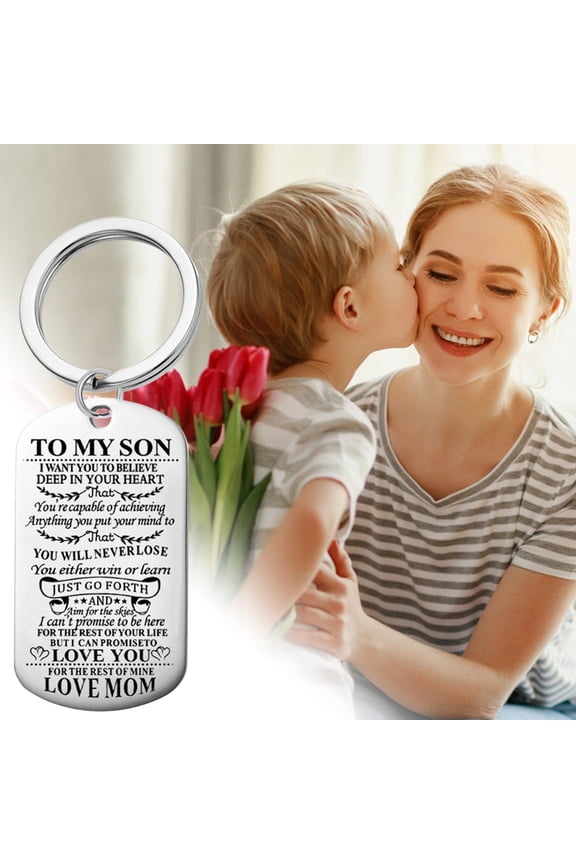 Inspirational Keychain Gift Engraved Pendant, Encouragement Key Ring Birthday Graduation Holiday Souvenir Gift for Son Daughter Family