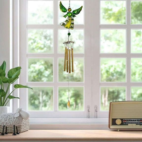 YOHAVEN Iron Wind Chime Outdoor Hanging Metal Glass Ornaments for Garden Courtyard Balcony Porch Decorations Relaxing Soothing Sound