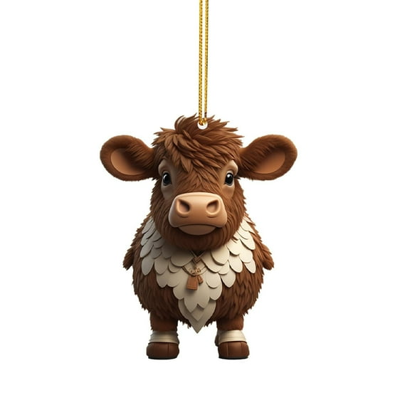 YOHAVEN Farmhouse Christmas Ornament, Cute Cow Pendant Car Hanging Decoration Rustic Holiday Xmas Tree Decor For Door Wall Backpack Party