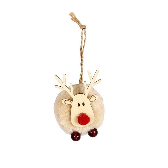 YOHAVEN Large Lambswool Reindeer Pendant Christmas Tree Hanging, Knitted Ball Ornament Winter Holiday Tree Decoration for Home Fireplace Table Mantel