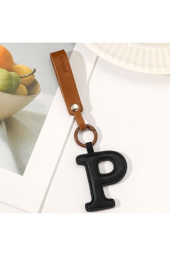 Leather Alphabet Keychain, Personalized Letter Keychain Pendant, Fashion Bag Charm Key Ring Accessories for Travel Graduation Birthday Gift for Women Men Friends