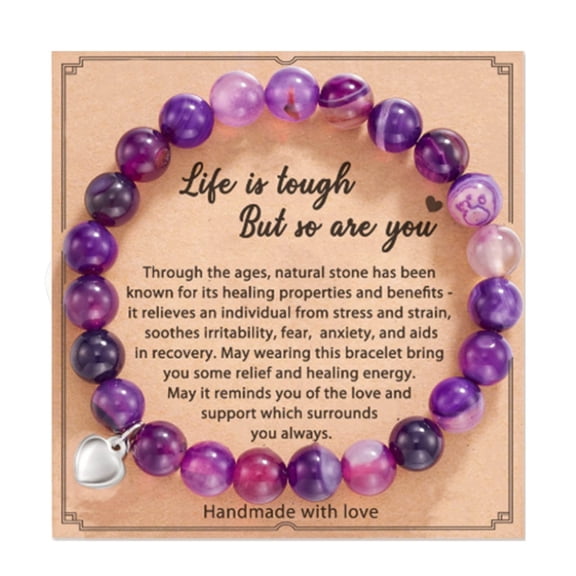 YOHAVEN Love Pendant Beaded Bracelet Christmas Gift for Women, Natural Stone Jewelry for Holiday Occasion, Valentines Day Anniversary Birthday Present