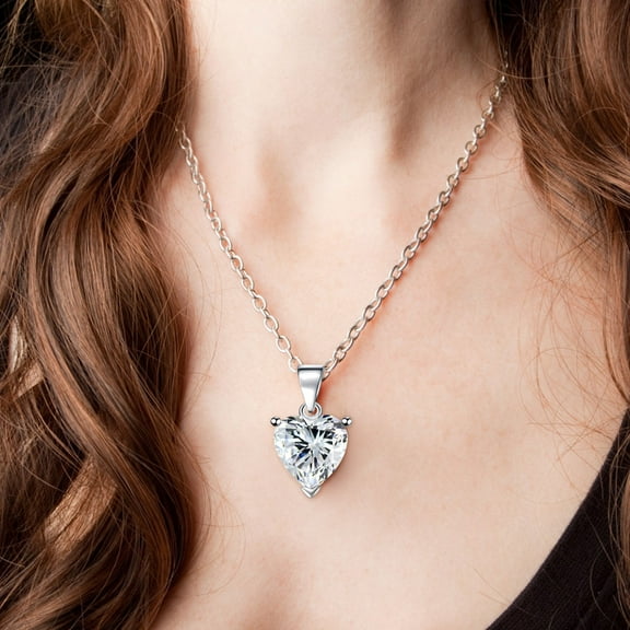 YOHAVEN Love Zirconia Necklace Ring Pendant Jewelry Set Heart Charm Layered Gift for Women Wedding Engagement Anniversary Celebration