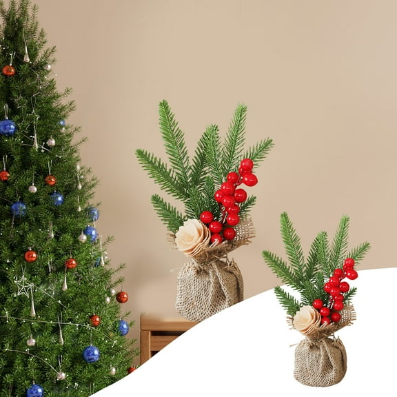 YOHAVEN Mini Artificial Christmas Tree 10", Small PVC Tabletop Holiday Tree Decoration, Festive Xmas Ornaments for Office Desk Bedroom Living Room Party Home Holiday Decor
