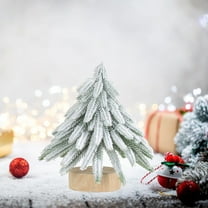 YOHAVEN Mini Christmas Tree Tabletop Decoration with Wooden Base, 7"-11" Bottle Brush Pine Tree Small Fake Xmas Tree for Holiday Home Office Party Desk Decor