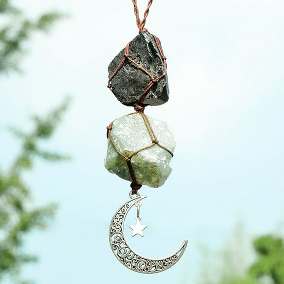 YOHAVEN Natural Amethyst Crystal Hanging Star Ornament Car Pendant Rainbow Sun Catcher Energy Decor for Home Office Garden Window Display