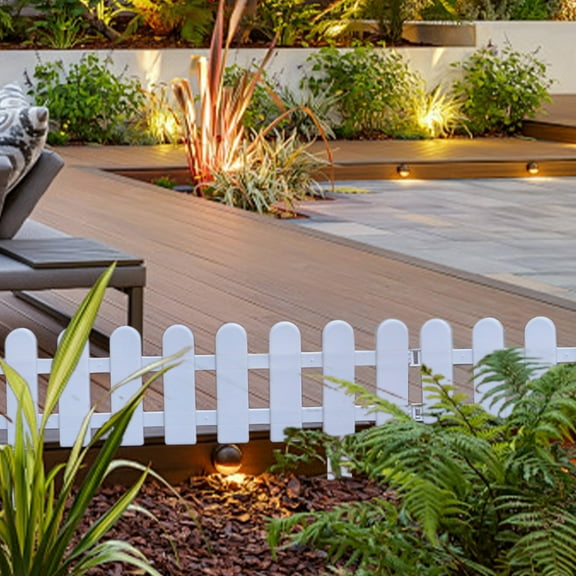 YOHAVEN Plastic Garden Fence White PVC Decorative Outdoor Hedge Border Patio Yard Edging Panels Modular Garden Fence for Flower Bed Lawn Pathway Landscape Decor