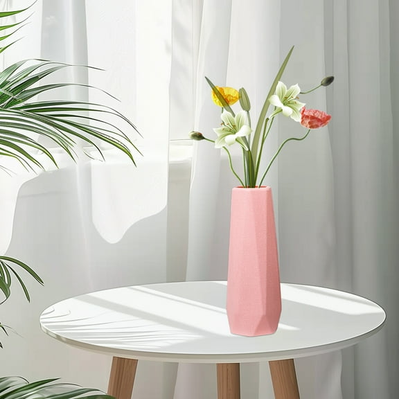 YOHAVEN Plastic Imitation Glazed Vase Decorative Flower Pot 7.87" Tall Small Modern Vases for Dried Flowers Artificial Floral Arrangements Living Room TV Cabinet Table Centerpieces Home Decorations