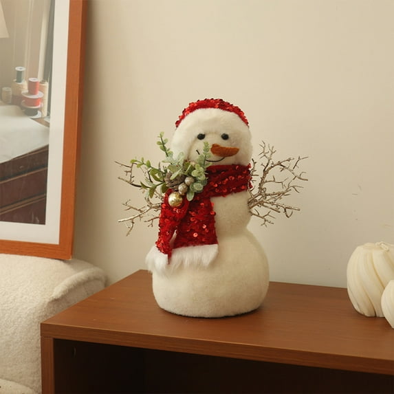 YOHAVEN Plush Christmas Figurines Snowmen Santa Claus Reindeer Bear Tree Ornaments Holiday Decorations for Home Party Display Front Door Christmas Decorations Winter Decor