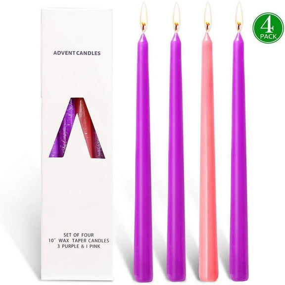 YOHAVEN Purple Tapered Wax Candles 4 Pack, Birthday Anniversary Wedding Table Centerpiece Decoration for Holiday Party Home Event Ambience