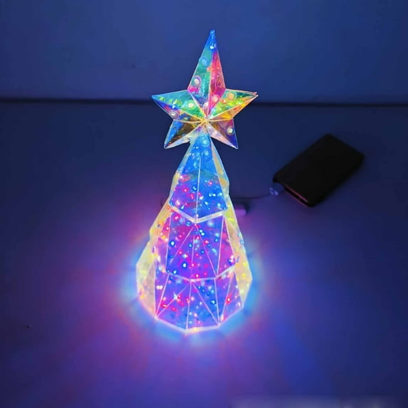 YOHAVEN RGB LED Colorful Christmas Tree, Light Up Xmas Holiday Scene Decoration for Indoor Outdoor Fireplace Table Mantel Party Seasonal Decor 11.8"x5.1"x5.1"