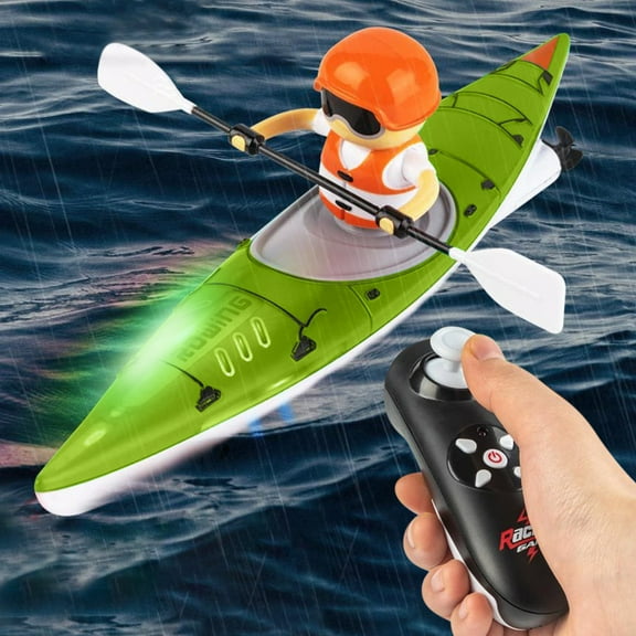 YOHAVEN Remote-Controlled Rowing Kayak Boat Double Driving High-Speed Waterproof Toy for Indoor Outdoor Pool Lake Pond Summer Gift